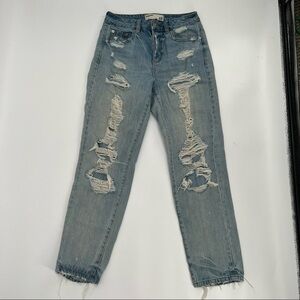 Garage The Mom Distressed Frayed Hem Jeans Size 01 Women's